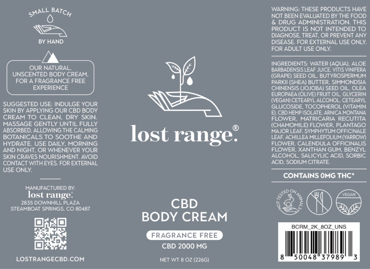 CBD Body Cream (2000mg) 8oz – lost range.®
