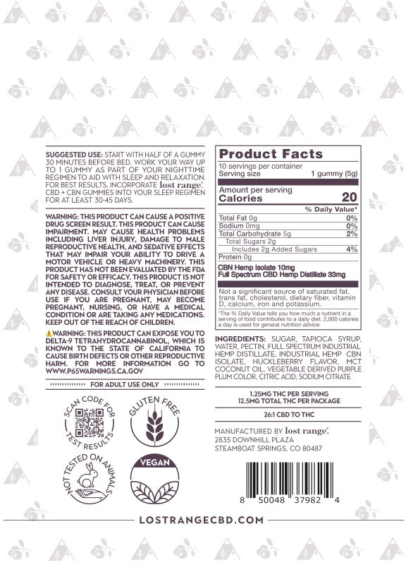 CBD+CBN Sleep Gummies (433-1300mg) – lost range.®